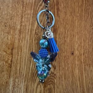 Blue Butterfly Keychain with Tassel